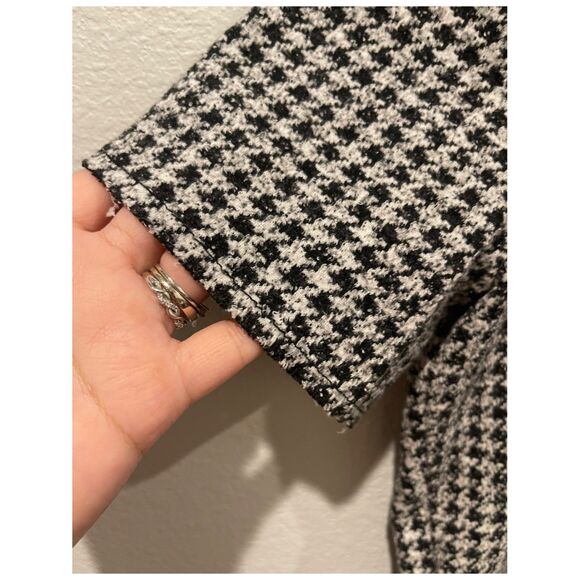 ZARA Black White Checkered Short Sleeve Top - Picture 3 of 5